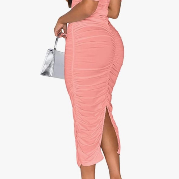 Pola’s Ruched Bodycon Strapless Off Shoulder Midi Dress, Women’s Sz S - Picture 2 of 3